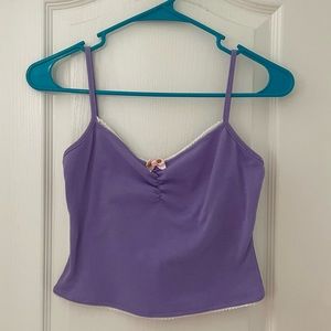 Purple Lace Edge Cropped Tank